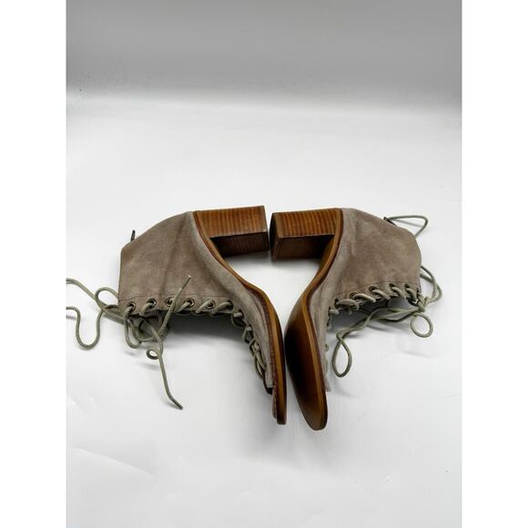 Jeffrey Campbell Light Brown Cors Suede Lace Up Sandals Block Heel Sz 7 Grunge - Picture 6 of 11